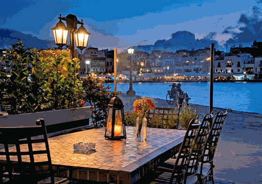 Palazzo di Mare taverna is next to the old harbour in Chania Crete