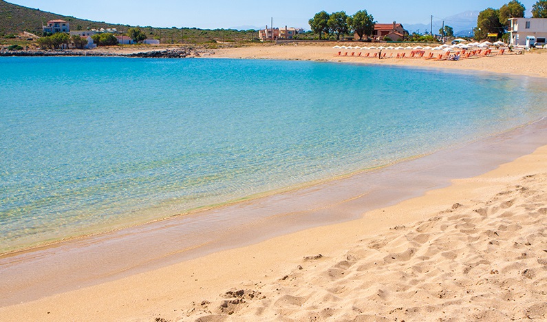 Looking back to the small seaside village of Stavros Beach