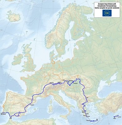 E4 European Walking Path Map