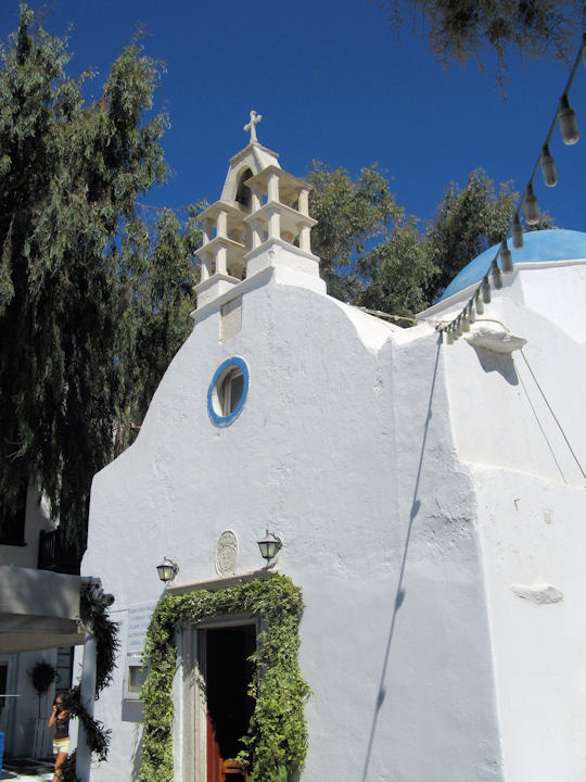 Sweet little church in the courtyard of Little Venice, Mykonos (Catholic Church)