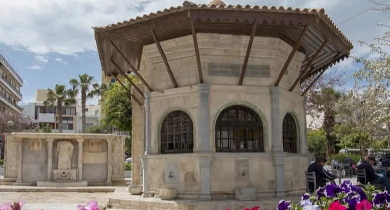 The Venetian ruin and old Turkish coffee house in Kounaros Square, Heraklion