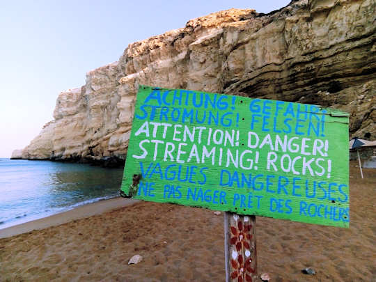 Visitors have put up a sign on Red Beach